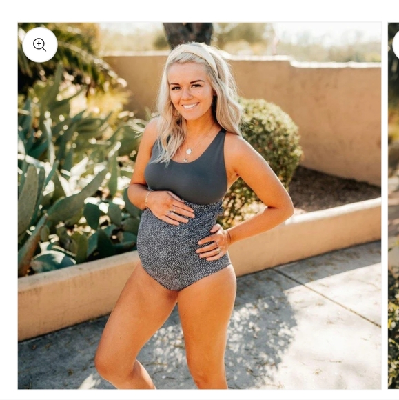 Senita Maternity One Piece- Grey Dot Swimsuit - Picture 1 of 4
